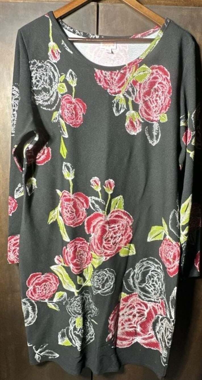 LuLaRoe Sz 3XL new Elegant Debbie long sleeve dress Roses Multicolor